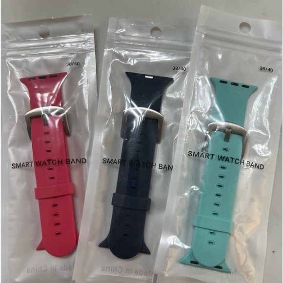 Accessories - Brand new iPhone watch 38/40 size in navy blue, teal blue and pink.  Set of 3